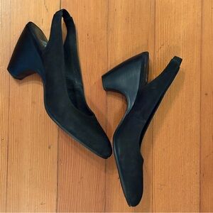 Eileen Fisher Black Slingback Block Heel Pumps